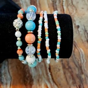 Pastel beaded bracelet set